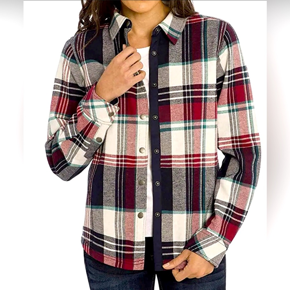 NWT Orvis Pinnacle Shirt Jacket Plaid Women’s Medium Classic Collection Snap Top